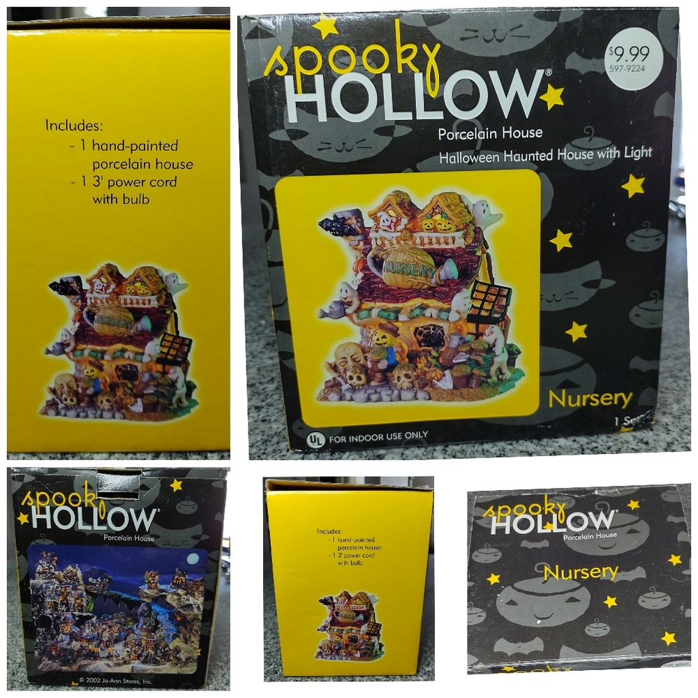 Spooky Hollow Lighted Porcelain Halloween Nursery House Vintage IOB